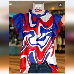 Vibrant Red and Blue Women's Top